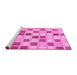 Sideview of Machine Washable Checkered Pink Modern Rug, wshabs1569pnk