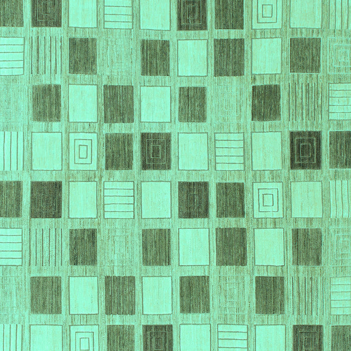 Square Checkered Turquoise Modern Rug, abs1569turq