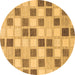 Round Machine Washable Checkered Brown Modern Rug, wshabs1569brn