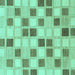 Square Machine Washable Checkered Turquoise Modern Area Rugs, wshabs1569turq