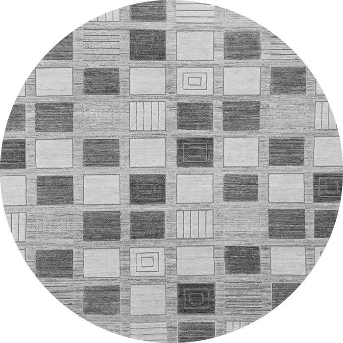 Round Checkered Gray Modern Rug, abs1569gry
