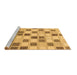 Sideview of Machine Washable Checkered Brown Modern Rug, wshabs1569brn