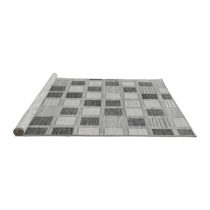 Sideview of Machine Washable Checkered Gray Modern Rug, wshabs1569gry