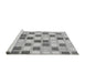 Sideview of Machine Washable Checkered Gray Modern Rug, wshabs1569gry