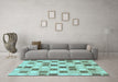 Machine Washable Checkered Light Blue Modern Rug in a Living Room, wshabs1569lblu