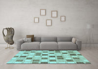 Machine Washable Checkered Light Blue Modern Rug, wshabs1569lblu