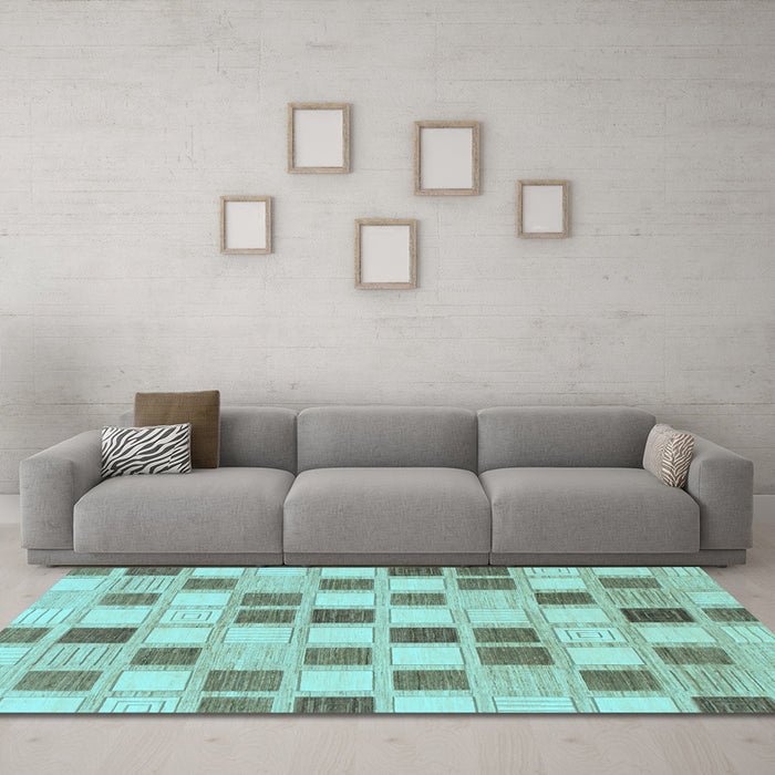 Machine Washable Checkered Light Blue Modern Rug in a Living Room, wshabs1569lblu