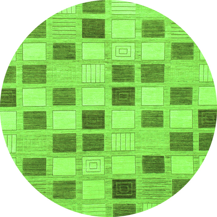 Round Checkered Green Modern Rug, abs1569grn