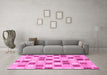 Machine Washable Checkered Pink Modern Rug in a Living Room, wshabs1569pnk