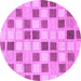 Round Checkered Purple Modern Rug, abs1569pur