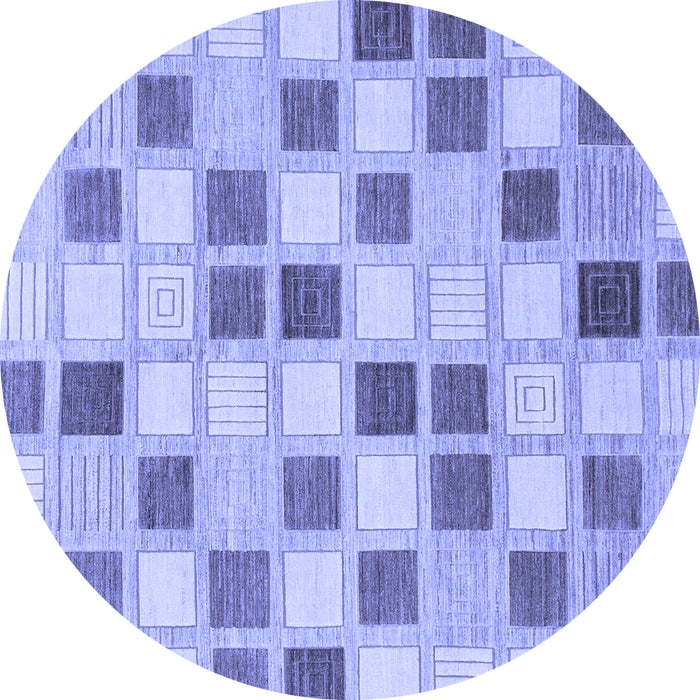 Round Machine Washable Checkered Blue Modern Rug, wshabs1569blu