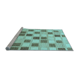 Sideview of Machine Washable Checkered Light Blue Modern Rug, wshabs1569lblu