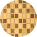 Round Checkered Brown Modern Rug, abs1569brn