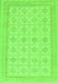 Machine Washable Abstract Green Modern Area Rugs, wshabs156grn