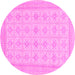 Round Machine Washable Abstract Pink Modern Rug, wshabs156pnk