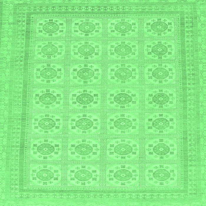Square Machine Washable Abstract Emerald Green Modern Area Rugs, wshabs156emgrn