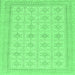 Square Machine Washable Abstract Emerald Green Modern Area Rugs, wshabs156emgrn