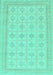 Machine Washable Abstract Turquoise Modern Area Rugs, wshabs156turq