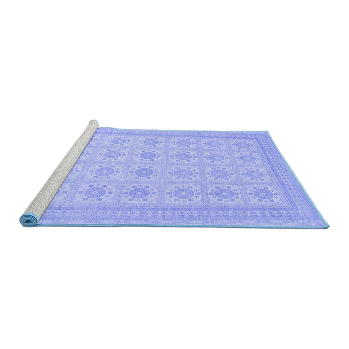Sideview of Machine Washable Abstract Blue Modern Rug, wshabs156blu