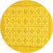 Round Machine Washable Abstract Yellow Modern Rug, wshabs156yw