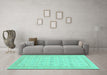 Machine Washable Abstract Turquoise Modern Area Rugs in a Living Room,, wshabs156turq