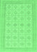 Machine Washable Abstract Emerald Green Modern Area Rugs, wshabs156emgrn