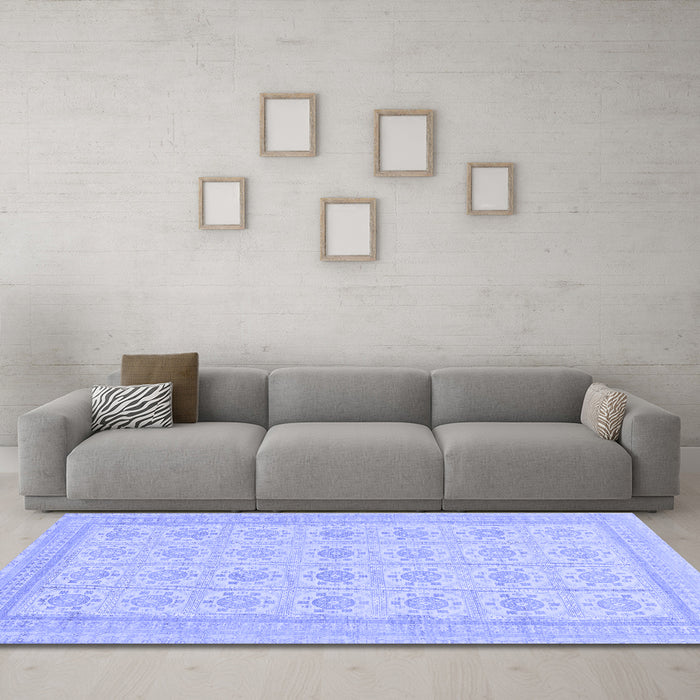 Machine Washable Abstract Blue Modern Rug in a Living Room, wshabs156blu