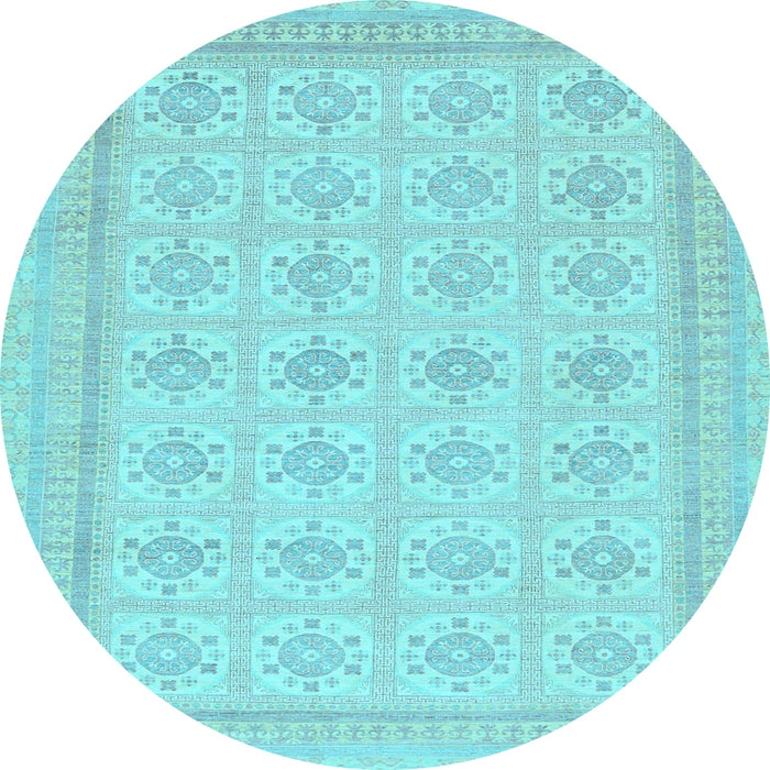 Round Abstract Light Blue Modern Rug, abs156lblu