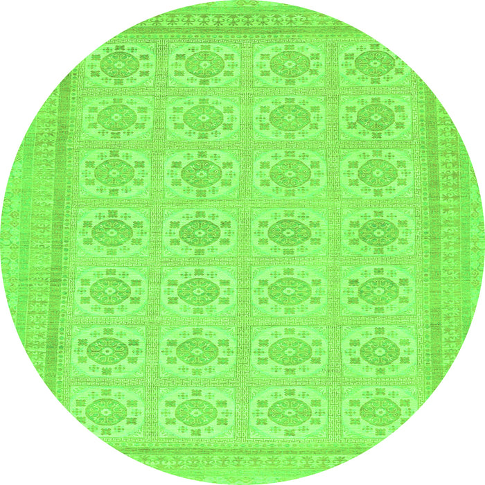 Round Machine Washable Abstract Green Modern Area Rugs, wshabs156grn