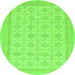 Round Machine Washable Abstract Green Modern Area Rugs, wshabs156grn