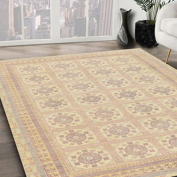 Abstract Brown Modern Rug in Family Room, abs156