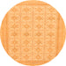 Round Machine Washable Abstract Orange Modern Area Rugs, wshabs156org