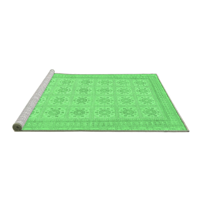 Sideview of Machine Washable Abstract Emerald Green Modern Area Rugs, wshabs156emgrn