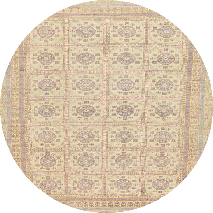 Round Abstract Brown Modern Rug, abs156