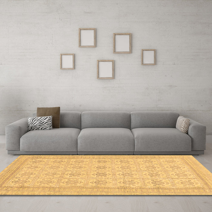 Machine Washable Abstract Brown Modern Rug in a Living Room,, wshabs156brn