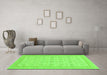 Machine Washable Abstract Green Modern Area Rugs in a Living Room,, wshabs156grn