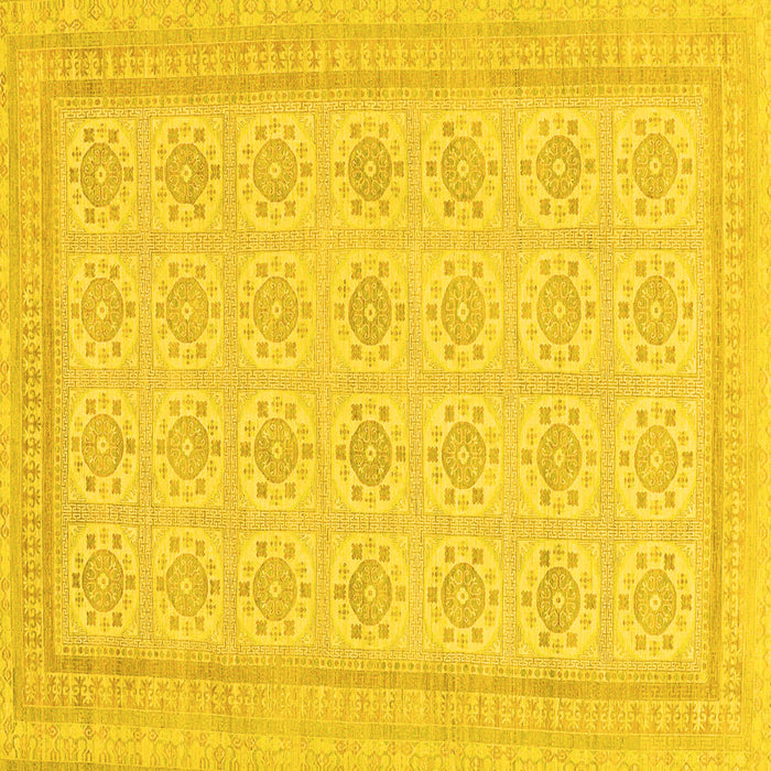 Square Machine Washable Abstract Yellow Modern Rug, wshabs156yw