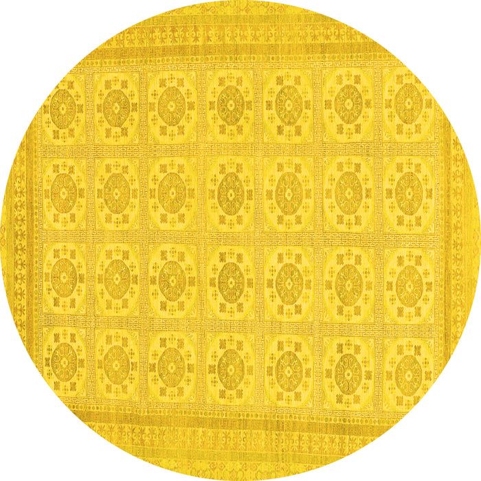 Round Abstract Yellow Modern Rug, abs156yw