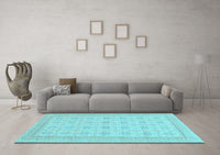 Machine Washable Abstract Light Blue Modern Rug, wshabs156lblu