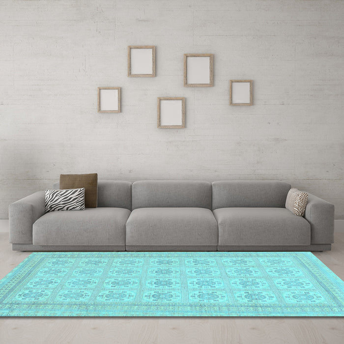 Machine Washable Abstract Light Blue Modern Rug in a Living Room, wshabs156lblu