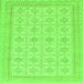 Square Machine Washable Abstract Green Modern Area Rugs, wshabs156grn