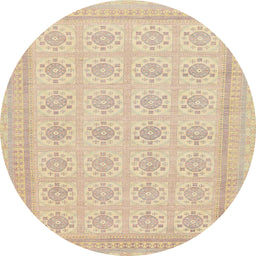 Round Machine Washable Abstract Brown Sugar Brown Rug, wshabs156