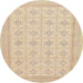 Round Machine Washable Abstract Brown Sugar Brown Rug, wshabs156