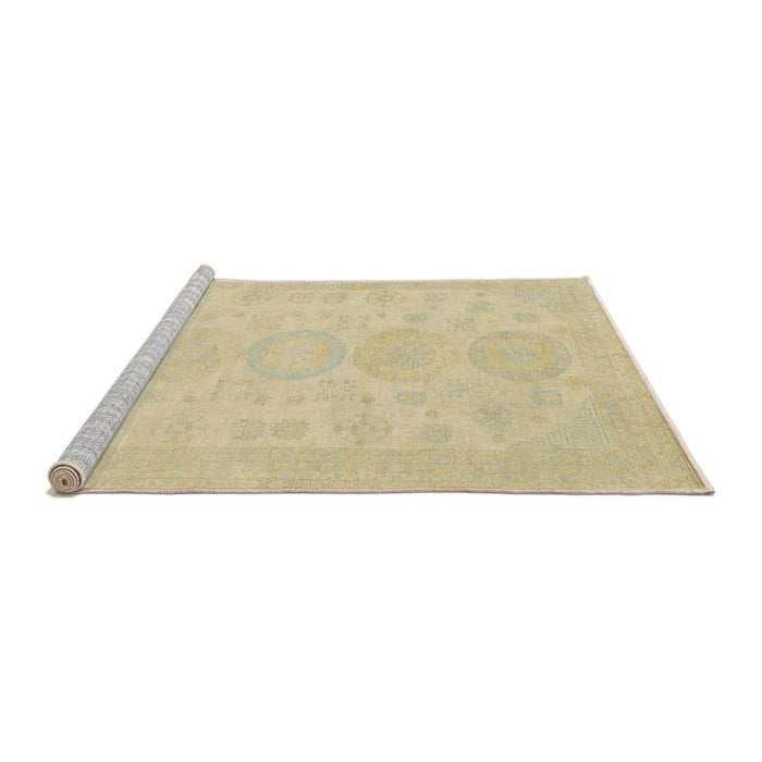 Sideview of Machine Washable Abstract Brown Gold Rug, wshabs157