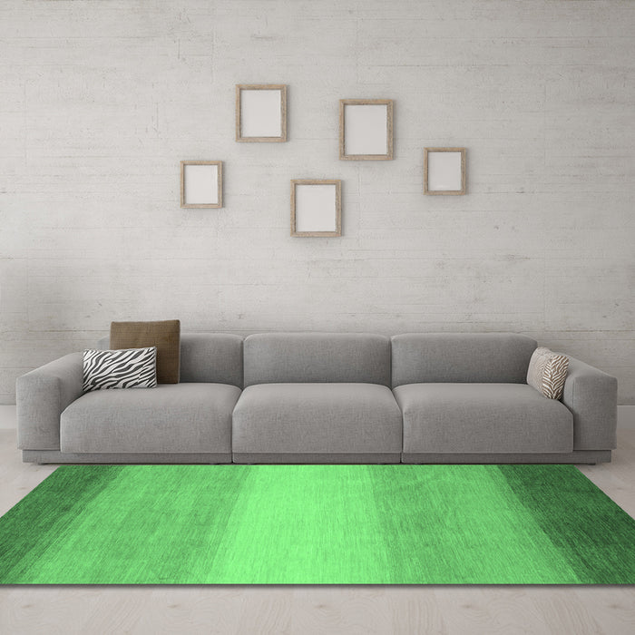 Machine Washable Abstract Emerald Green Modern Area Rugs in a Living Room,, wshabs1570emgrn