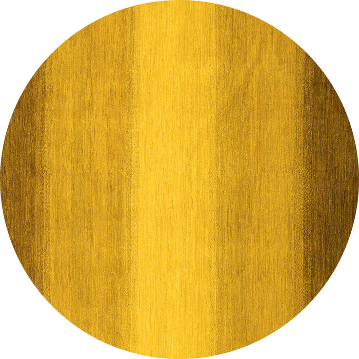 Round Machine Washable Abstract Yellow Modern Rug, wshabs1570yw