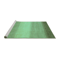 Sideview of Machine Washable Abstract Turquoise Modern Area Rugs, wshabs1570turq
