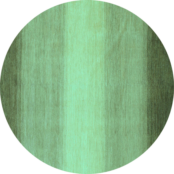 Round Machine Washable Abstract Turquoise Modern Area Rugs, wshabs1570turq