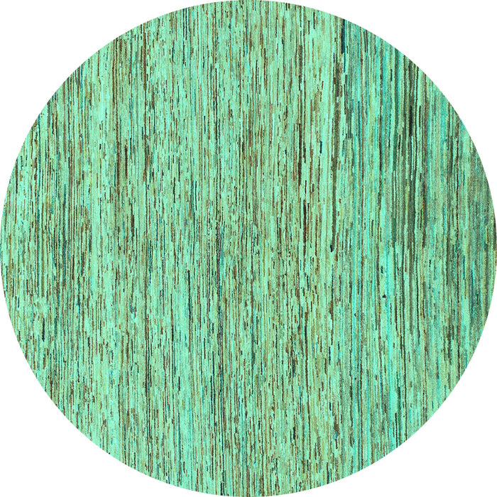 Round Machine Washable Abstract Turquoise Modern Area Rugs, wshabs1571turq