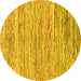 Round Abstract Yellow Modern Rug, abs1571yw